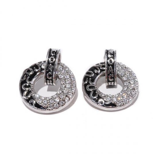 Coach Logo Circle Silver Earrings BZH - Click Image to Close